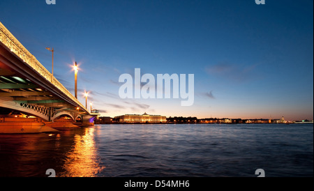 Saint Petersburg, Russia, the Blagoveshchensky-bridge at night Stock Photo