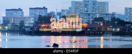 Hean Boo Thean Temple in Georgetown Penang Malaysia at Blue Hour Panorama Stock Photo