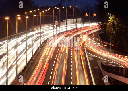 Berlin, Germany, illuminated signs on the motorway A 100 in Charlottenburg Stock Photo