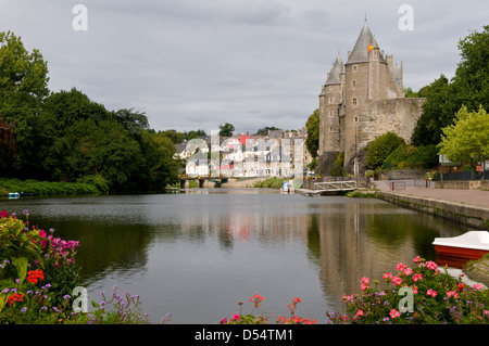 Chateau de Josselin and River Oust, Brittany, France Stock Photo