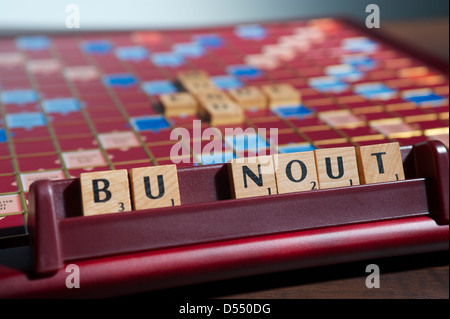 Hamburg, Germany, Scrabble letters form the word BU NOUT Stock Photo