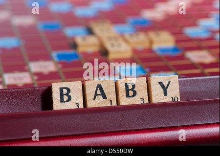 Hamburg, Germany, Scrabble letters form the word BABY Stock Photo
