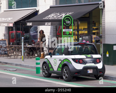 Zen car electric vehicle parked at recharging station near the Jubelpark in Brussels, Belgium Stock Photo