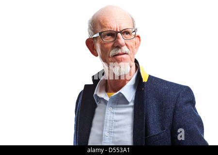 Smiling well dressed senior man with glasses. Isolated. Stock Photo