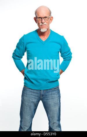 Senior man with glasses. Serious well dressed. Isolated. Stock Photo