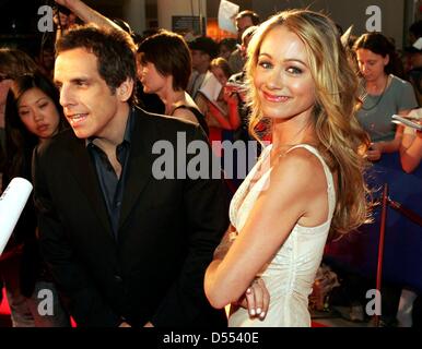 Ben Stiller (r) and Christine Taylor (l) at the special screening of the film 'Dodgeball: A True Underdog Story' in Berlin. Stock Photo