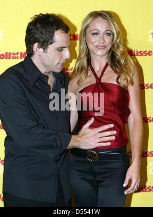 Ben Stiller and Christine Taylor at the photocall of 'Dodgeball: A True Underdog Story' in Berlin. Stock Photo