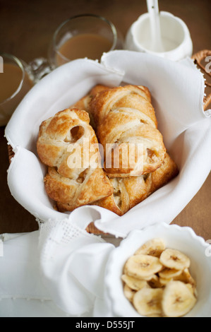 Baked pastries with banana Stock Photo