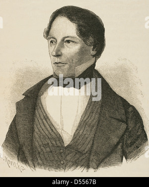 David Hansemann (1790-1864). Prussian politician and banker. Engraving in Universal History, 1885. Stock Photo
