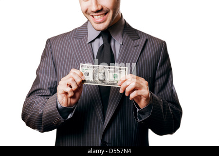 man holding money Stock Photo