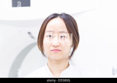 Close up of womans serious face Stock Photo