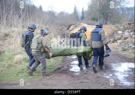 British Special forces Medics training in Wales Stock Photo