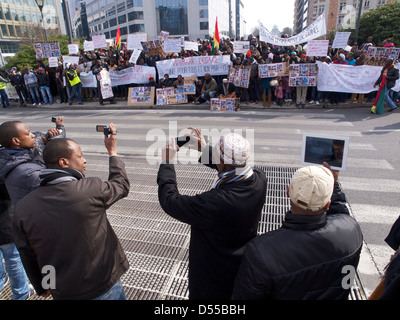 People protesting against dictator Alpha Conde of Guinea Stock Photo