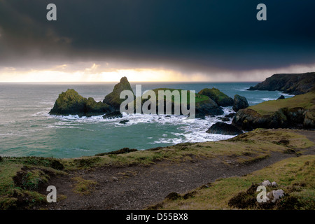 Winter storm over Kynance Cove, Cornwall, England Stock Photo