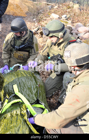 British Special forces Medics training in Wales Stock Photo