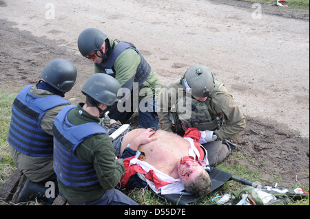 British Special forces Medics training in Wales Stock Photo