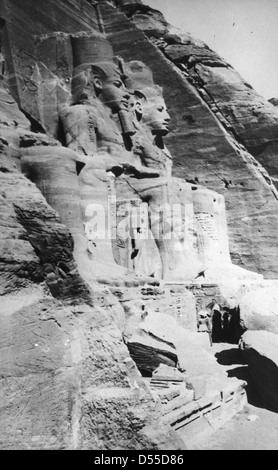 A photograph of the colossal rock-cut statues of Ramses II at Abu ...