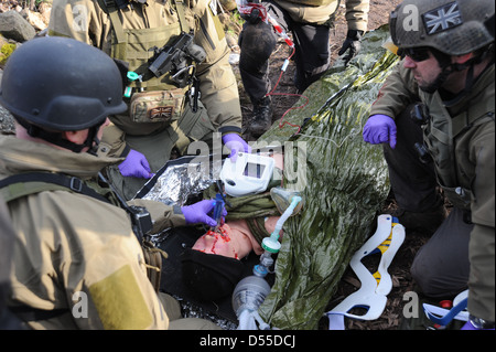 British Special forces Medics training in Wales Stock Photo