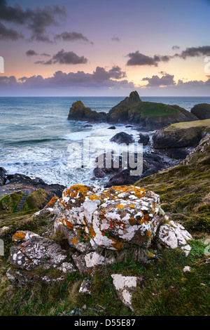 Winter twilight over Kynance Cove, Cornwall, England Stock Photo