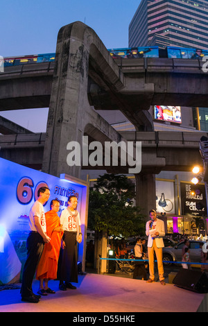 Stage in front of overhead railway, Bangkok, Thailand, Asia Stock Photo