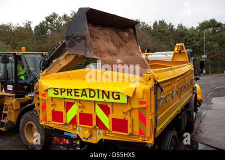 Grit trucks ready for the winter weather at the Amey depot near ...