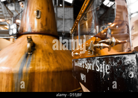 Interior shots of the Ben Nevis distillery stills safe and vats Stock Photo