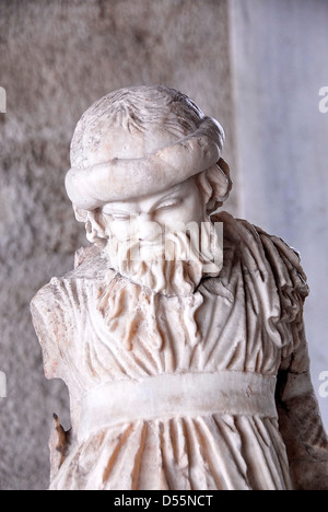 Statue in the Stoa Poikile, or painted Porch,  in the ancient marketplace of Agora in Athens, Greece Stock Photo