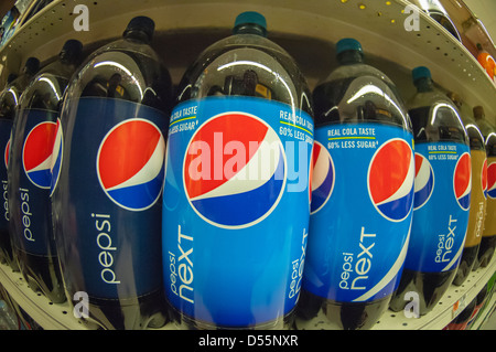 Bottles of Pepsi-Cola on a supermarket shelf in New York on Friday ...