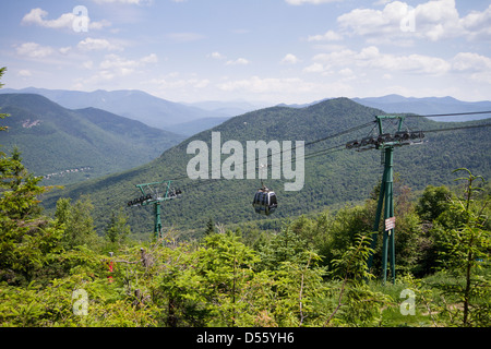 Gondola skyride at Loon Mountain Resort, NH - with mountain landscape as a background Stock Photo