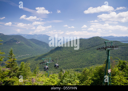 Gondola skyride at Loon Mountain Resort, NH - with mountain landscape as a background Stock Photo