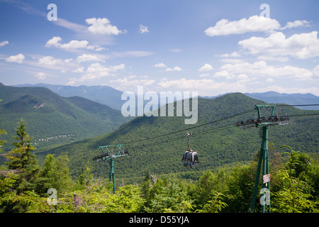 Gondola skyride at Loon Mountain Resort, NH - with mountain landscape as a background Stock Photo