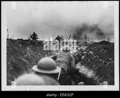 WW1 World War I - Shells burst on a cavalry squadron, France Stock ...