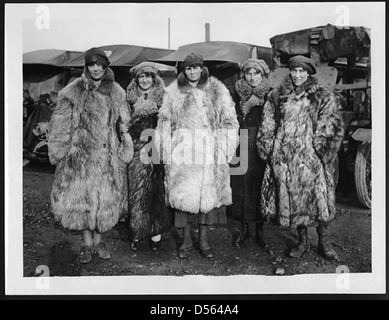 Drivers of the First Aid Nursing Yeomanry in their fur coats Stock Photo