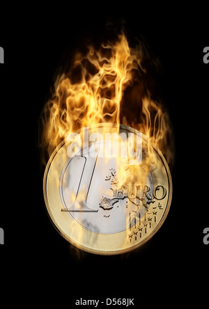 Digital Visualization of a burning Euro Stock Photo