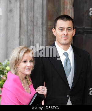 Nicolas Guillermo and his girlfriend attend the church wedding of Annemarie Gualthérie van Weezel and Prince Carlos of Bourbon Parma at Abdij Ter Kameren (La Cambre Abbey) in Brussels, Belgium, 20 November 2010. Photo:Albert Nieboer    NETHERLANDS OUT Stock Photo