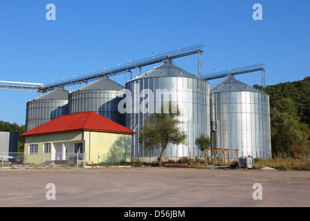 Steel grain silos - agriculture infrastructure in Bulgaria Stock Photo