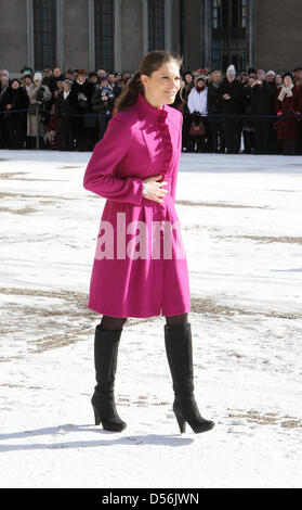 Crown Princess Victoria of Sweden celebrates her name day at the Royal Palace in Stockholm, Sweden, 12 March 2010. Photo: Patrick van Katwijk Stock Photo