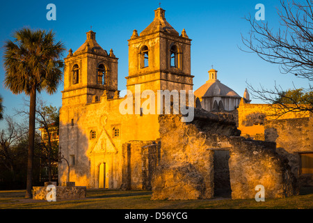 Mission Nuestra Señora de la Purísima Concepción de Acuña (also Mission Concepcion) in San Antonio, Texas Stock Photo