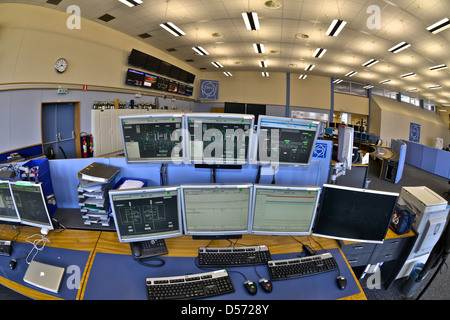 General view of the ATLAS particle detector control room. CERN, the European Organization for Nuclear Research, is the biggest p Stock Photo