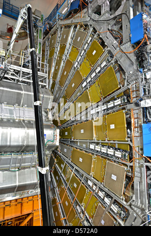 The ATLAS Cavern, located 92 m. below ground, hosts the detector, with ...