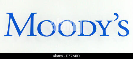 The logo of the rating agency 'Moody's' pictured in Frankfurt Main, Germany, 29 April 2010. Rating agencies evaluate the creditworthiness of companies, banks and states. Photo: Fredrik von Erichsen Stock Photo