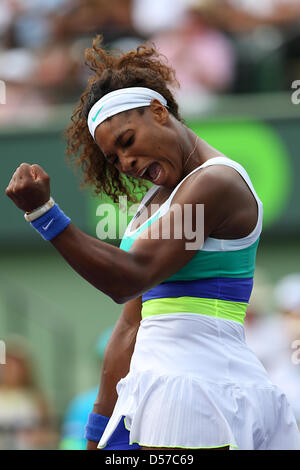 Miami, Florida, USA. 25th March 2013.  Serena Williams of USA reacts during the Sony Open 2013. Credit: Mauricio Paiz / Alamy Live News Stock Photo