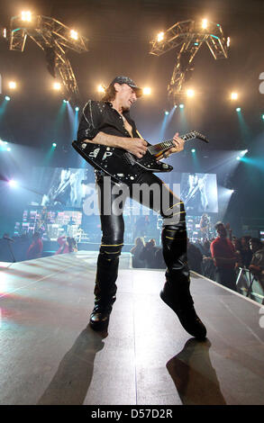 Guitarist Matthias Jabs of German hard rock legend Sorpions perform in Leipzig, Germany, 07 May 2010. The show in Leipzig kicks off the band's farewell world tour 'Get your sting and Blackout' that will see some 200 shows on five continents. Photo: Jan Woitas Stock Photo