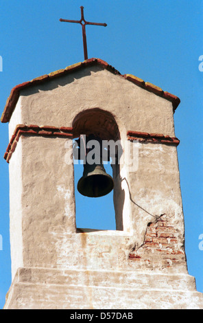 Mission San Juan Capistrano, steeple, bell, cross, church, Mission,1776 mission,The Mission of Saint John Capistrano of Sajavit, Stock Photo