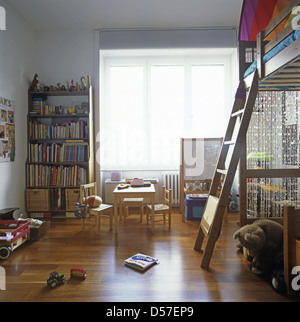 Kids Bedroom in a apartment with a bunk bed Stock Photo