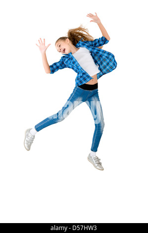 The girl in a jump on the white background Stock Photo