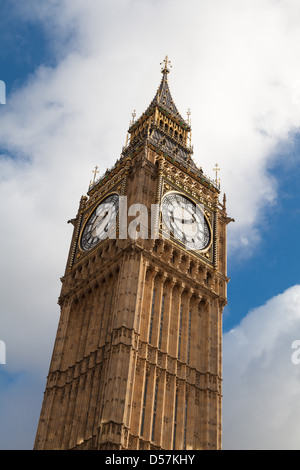 A view of the Elizabeth Tower (Big Ben) in Westminster, taken from outside Westminster underground station Stock Photo