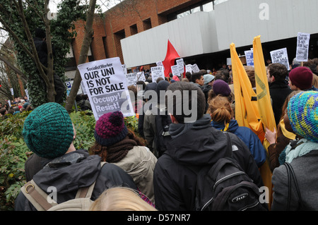 Crowds gather at the University of Sussex for a national demonstration protesting  the ongoing privatisation of education. Stock Photo