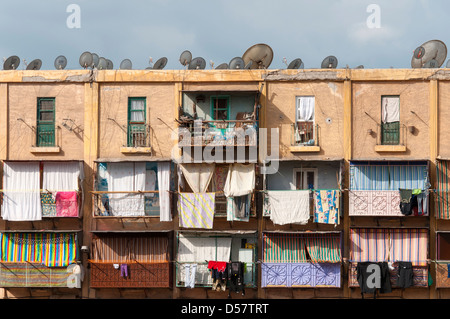 Balconies of Apartment Block, Alexandria, Egypt Stock Photo