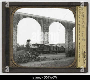 Aqueduct with train Queretaro Stock Photo